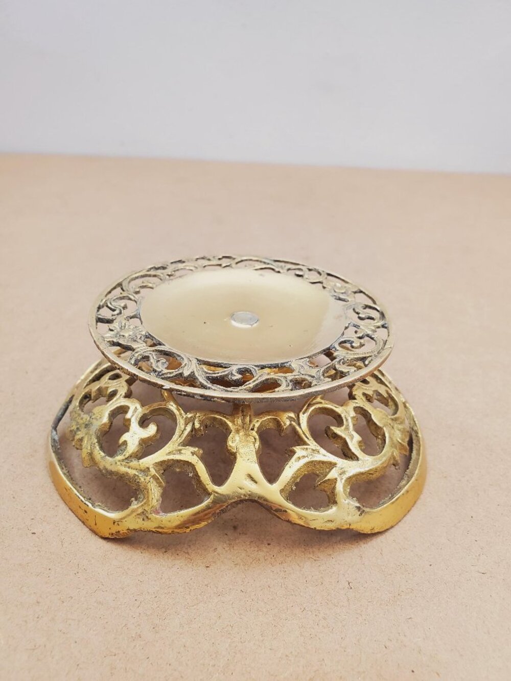 vintage Round base for pot , figurine, Vase base , Oriental brass base , base